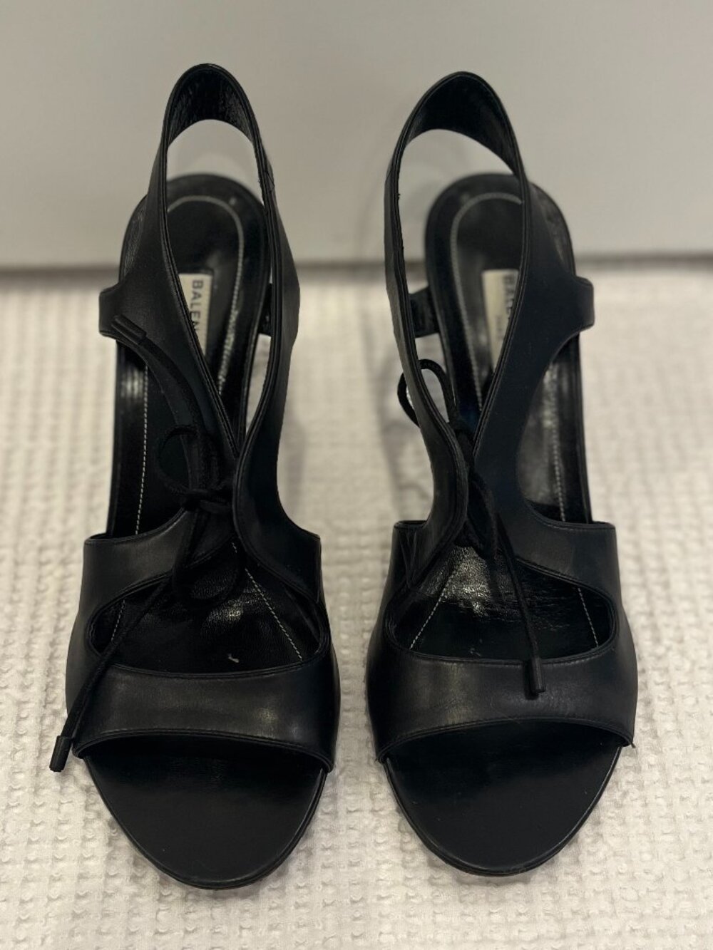 Black Leather Balenciaga Heeled Sandals Size EU 39
